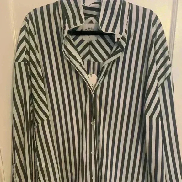 NWT See Rose Go Signature Tunic Shirt Grey & White striped, Womens Plus Size 4x - Picture 4 of 12